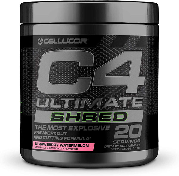 Cellucor C4 Ultimate Shred Pre Workout Powder, Fat Burner for Men and Women, Weight Loss Supplement with Ginger Root Extract, Strawberry Watermelon, 20 Servings