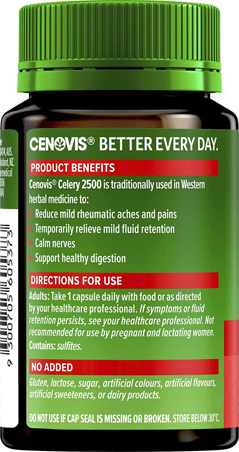 Cenovis Celery 2500 - Reduces Mild Rheumatic Pains in traditional Western herbal medicine, 80 Capsules