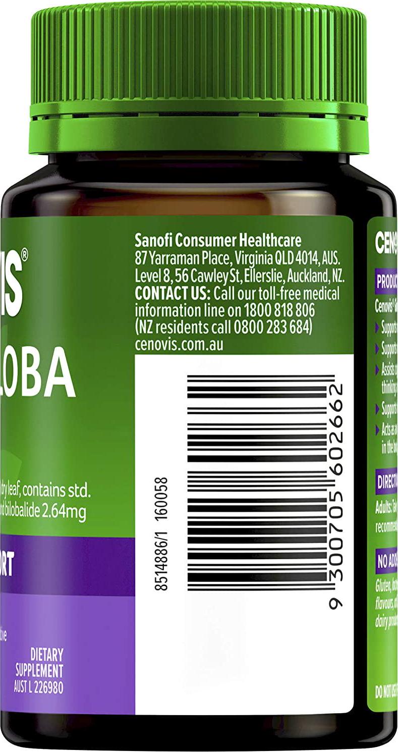 Cenovis Ginkgo Biloba 2000 - Supports Memory and Mental Recall in Adults - Assists Cognitive Function, 100 Tablets, Mostly Green (Pack of 1)