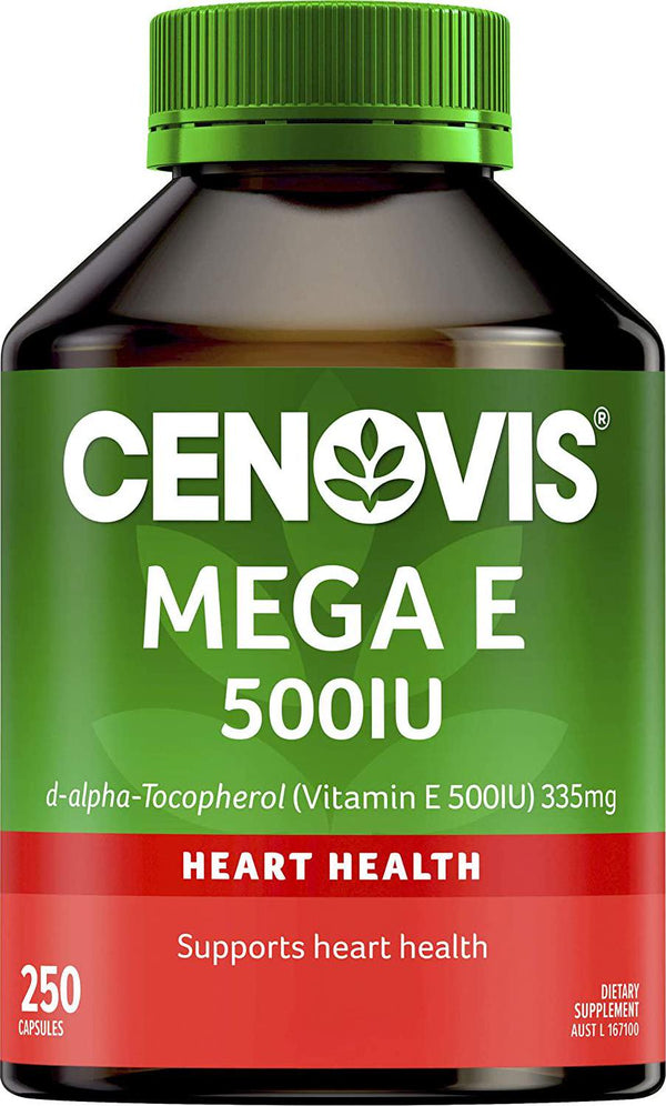 Cenovis Mega Vitamin E 500IU Capsules - Supports healthy immune system function in elderly individuals - supports general health and wellbeing, 100 Pack