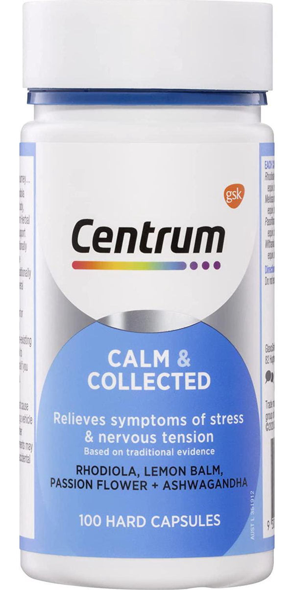 Centrum Calm and Collected with Ashwagandha, Rhodiola, Lemon balm and Passion flower - 100 capsules