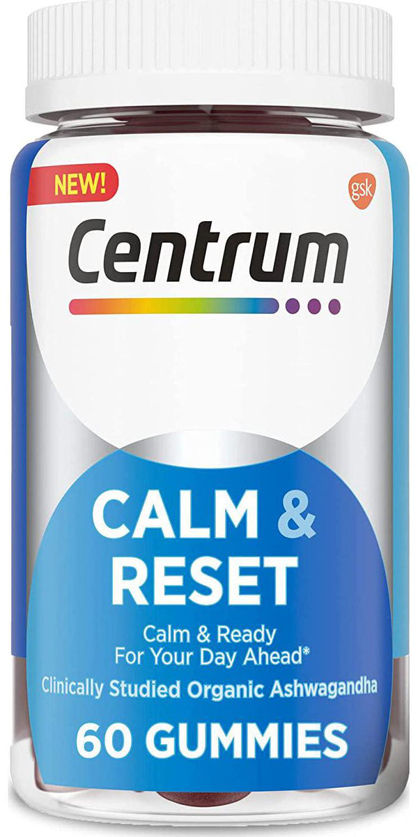 Centrum Calm and Reset, Calm Gummies with KSM-66 Ashwagandha, Vitamin B12 and Vitamin B6 - 60 Adult Gummies