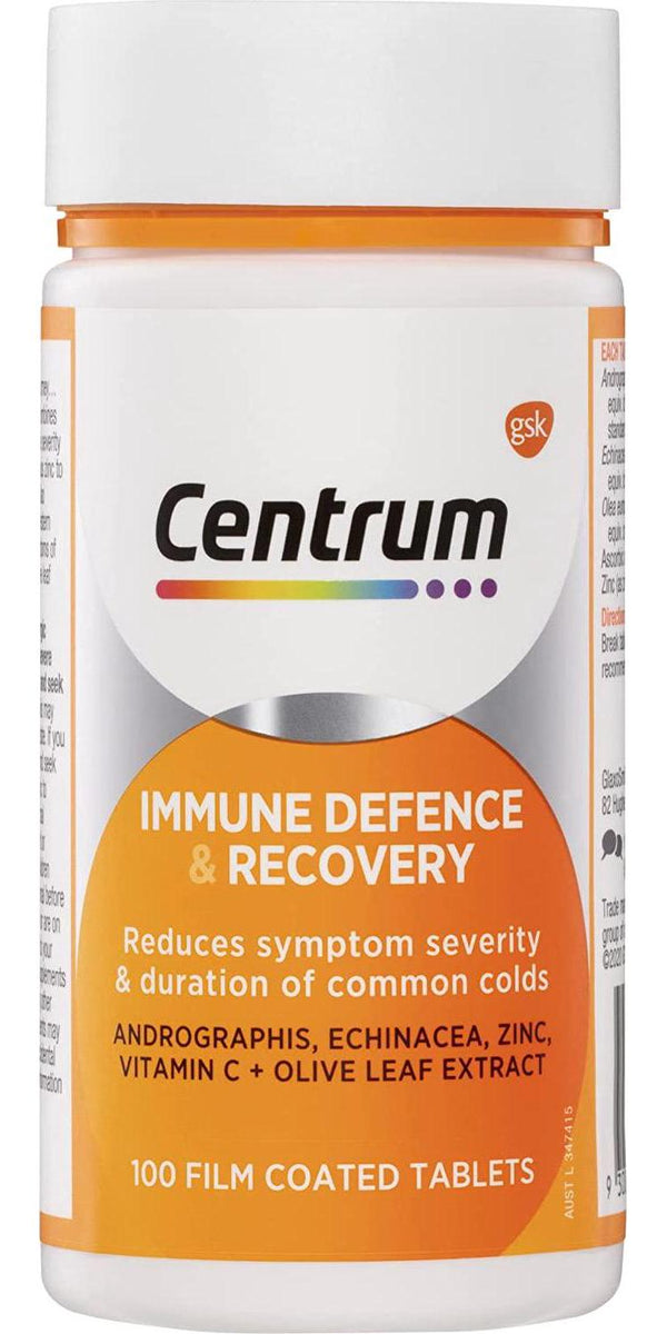 Centrum Immune Defence and Recovery with Echinacea, Zinc, Vitamin C, Andrographis and Olive leaf extract - 100 tablets