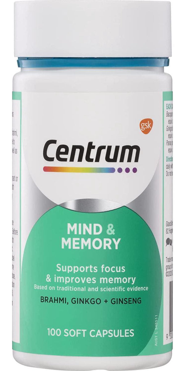 Centrum Mind and Memory with Ginkgo, Ginseng and Brahmi - 100 capsules
