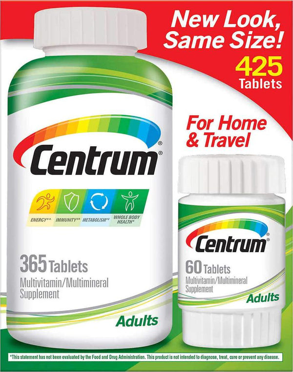 Centrum Multivitamin for Adults (425 TOTAL TABLETS including a bonus travel size bottle) by Centrum