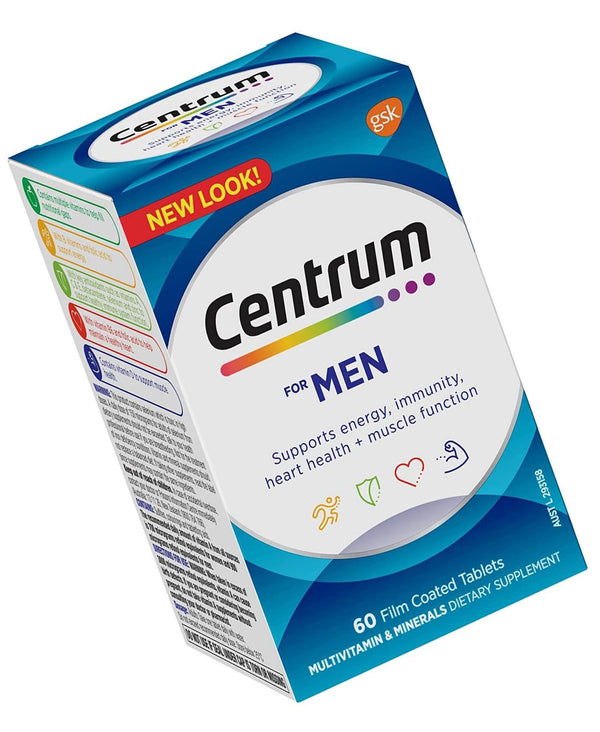 Centrum Multivitamins Minerals Energy Immunity Tablets for Men, Multi, 60 count