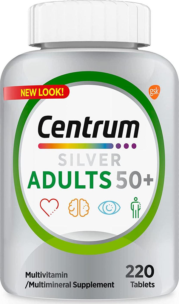 Centrum Silver Multivitamin for Adults 50 Plus, Multivitamin/Multimineral Supplement with Vitamin D3, B Vitamins, Calcium and Antioxidants, Gluten Free, Non-GMO Ingredients - 220 Count