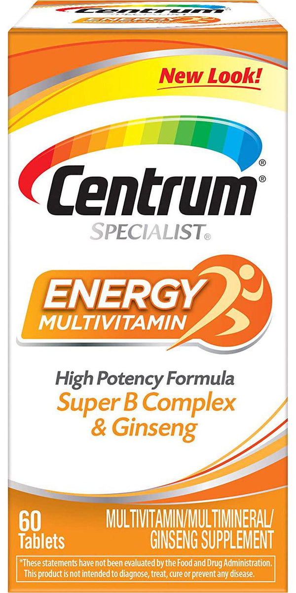 Centrum Specialist Energy Complete Multivitamin / Multimineral Supplement Tablet, Vitamin D3 and Vitamin C (60 Count)