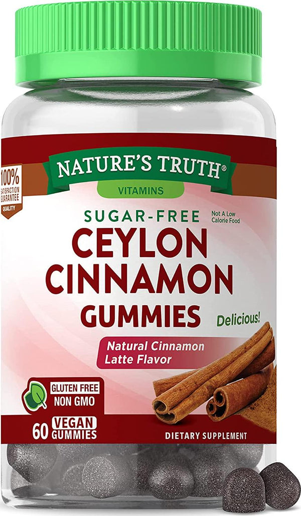Ceylon Cinnamon Gummies | 2000mg | 60 Count | Vegan, Non-GMO and Gluten Free Supplement | Sugar Free | by Nature&#039;s Truth