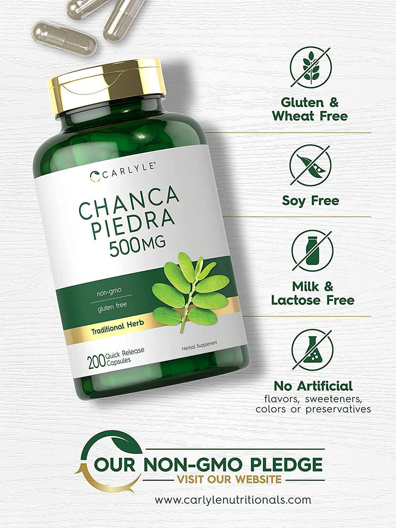Chanca Piedra | 500mg | 200 Capsules | Non-GMO and Gluten Free Traditional Herb Formula | by Carlyle