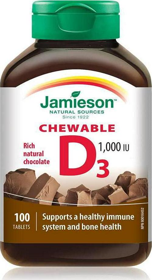 Chewable Vitamin D 1000iu Chocolate-100 tabs Brand: Jamieson Laboratories