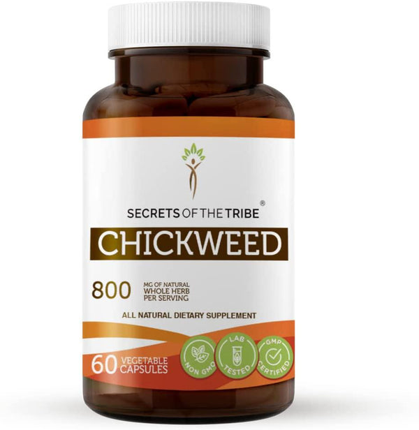 Chickweed 60 Capsules, 800 mg, Organic Chickweed (Stellaria Media) Dried Herb (60 Capsules)
