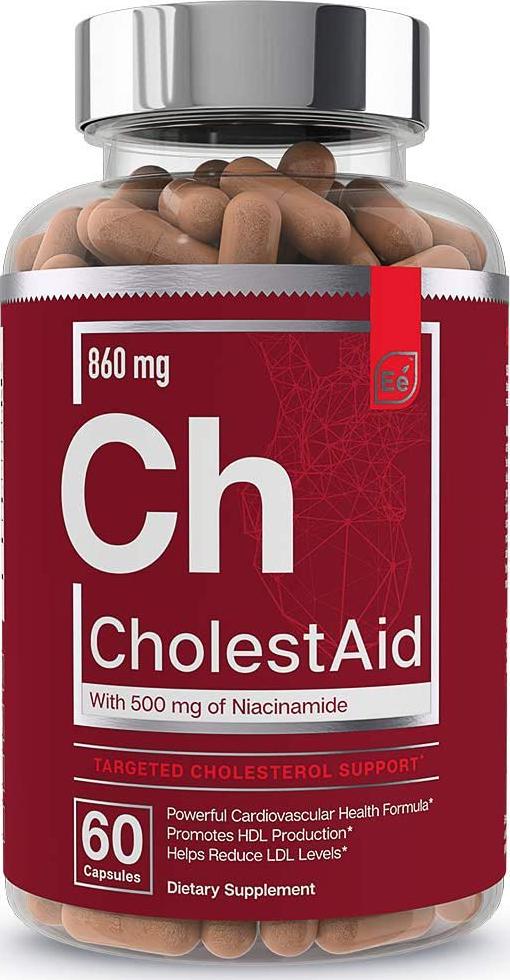 Cholesterol Support Supplement - for Heart Health with Red Yeast Rice, Garlic, Niacinamide | CholestAid by Essential Elements | 60 Capsules