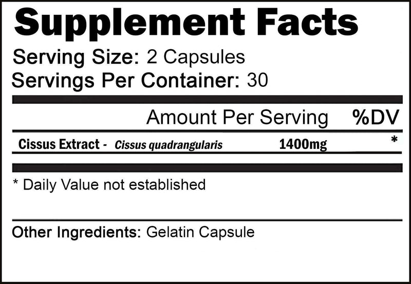 Cissus Quadrangularis Capsules | 1400mg per Serving | Bone and Joint Health Supplement | 30 Day Supply | VH Nutrition