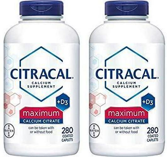 Citracal - Calcium Citrate with Vitamin D3-2 Bottles, 280 Caplets Each