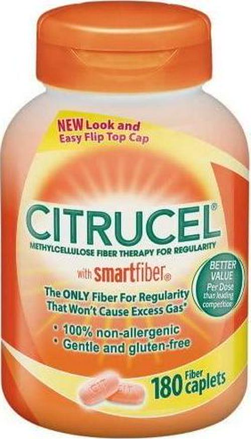 Citrucel Methylcellulose Fiber Therapy for Regularity, Fiber Caplets, 180-Count Bottle