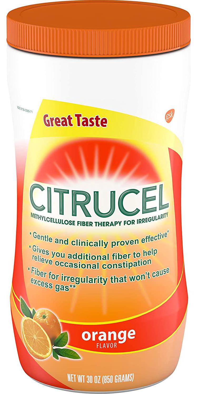 Citrucel Powder Orange Flavor Fiber Therapy for Occasional Constipation Relief, 30 ounce (Pack of 3)