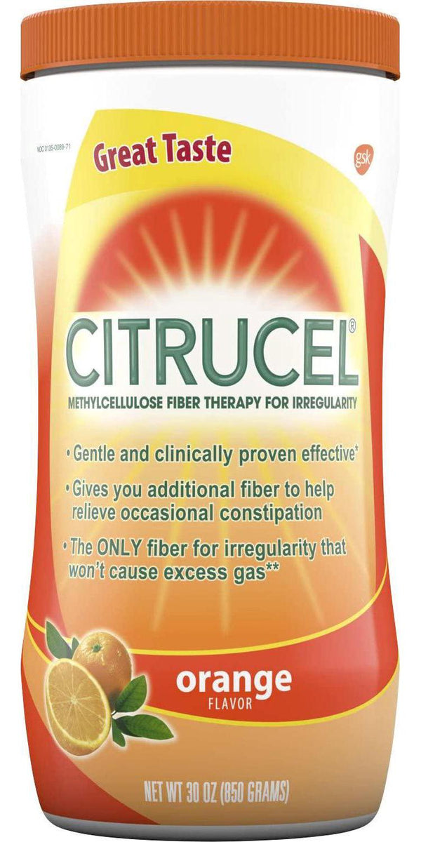 Citrucel Powder Orange Flavor Fiber Therapy For Occasional Constipation Relief, 30 Ounce (Pack Of 2)