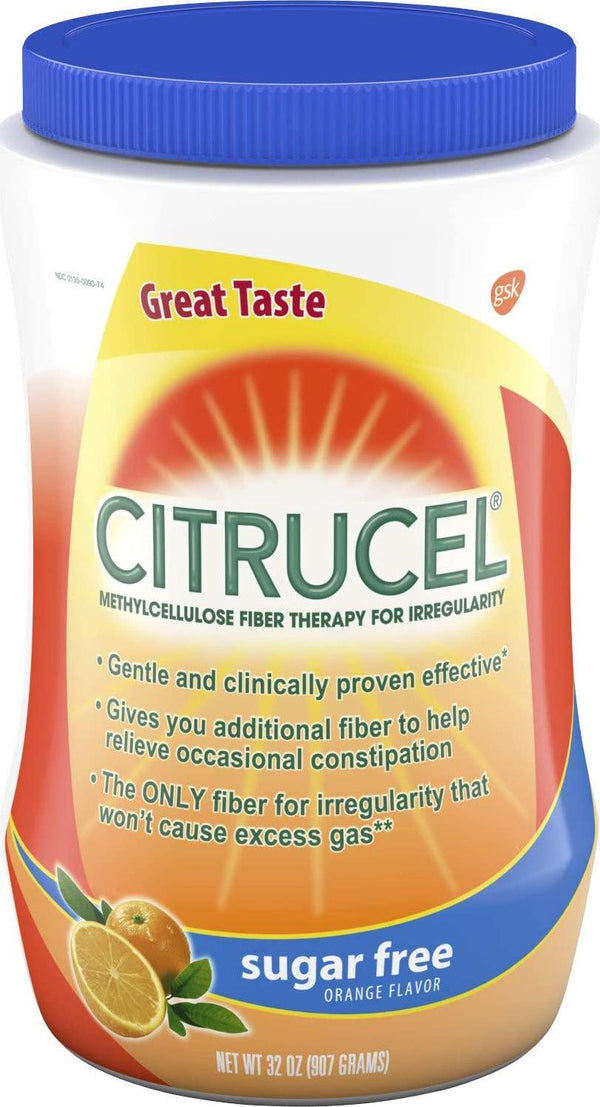 Citrucel Powder Sugar-Free Orange-Flavor Fiber Therapy for Occasional Constipation Relief, 32 Ounce