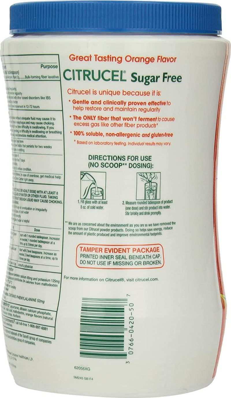 Citrucel Sugar Free Fiber Therapy, Orange, 32 oz (907 g)