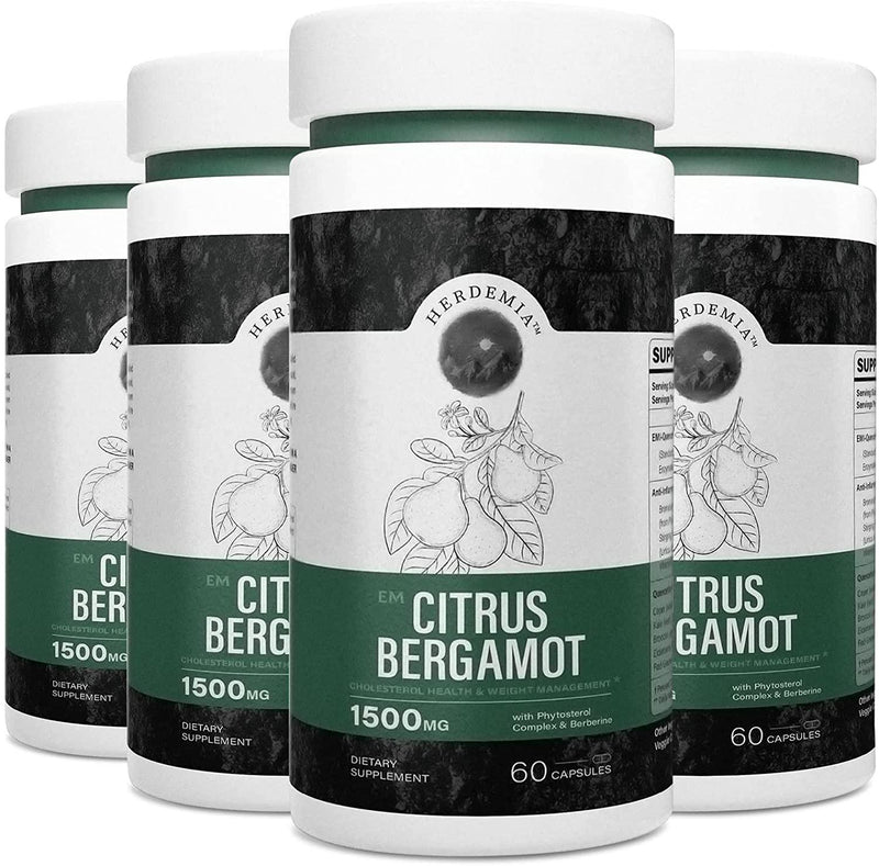 Citrus Bergamot 1500mg, Highly Purified and Bioavailable EM-Citrus Bergamot Supplement with Plant Sterols and Berberine, 240 Capsules Cholesterol Supplement