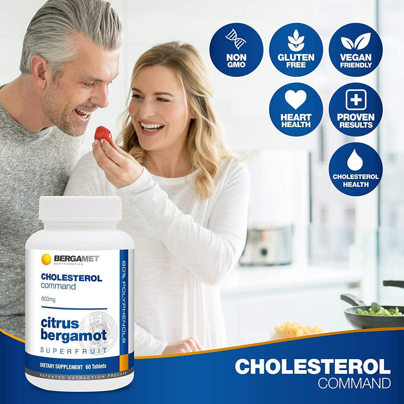 Citrus Bergamot SuperFruit | Cholesterol Command | 80% Polyphenol Formula | Maintain Healthy Cholesterol, Heart and Blood Glucose Levels | High Strength | Supported by Clinical Studies | 1 Month 60 Tabs