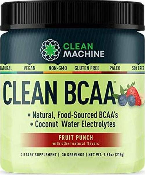 Clean BCAA - Natural Food Sourced Vegan BCAAs and Organic Coconut Water Electrolytes - Vegan Amino Acid Supplement - Fruit Punch - 216g