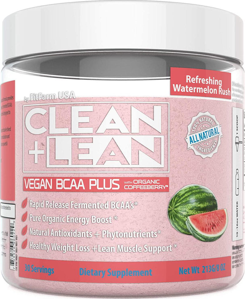 Clean+Lean Vegan BCAA Plus by FitFarm USA: Ultra-Clean Plant Fermented BCAA's + Organic Energy, Diet Support, Phytonutrients,and Antioxidants Fuel and Recharge Body+Mind 100% Natural and GMO-Free