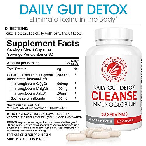 Cleanse - Daily Gut Detox - 2 Bottle - 240 Capsules - 60 Day Supply - Immunoglobulin G, A and M -(IgG, IGA, IgM) - Digestive System Detoxificaton and Immune System Support - Postbiotic