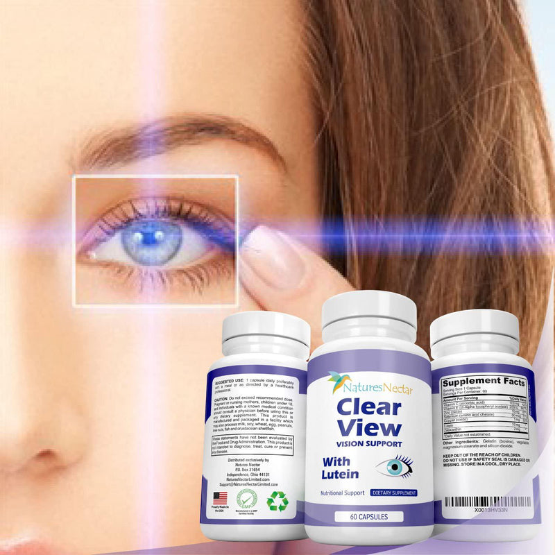 Clear View Vision Supplements - Eye Vitamins with Lutein and Zeaxanthin Plus Zeaxanthin with Lutein 10 mg for Your Eyes Relief with This Lutine Complex Supplement Formula for Macular Health for Adults