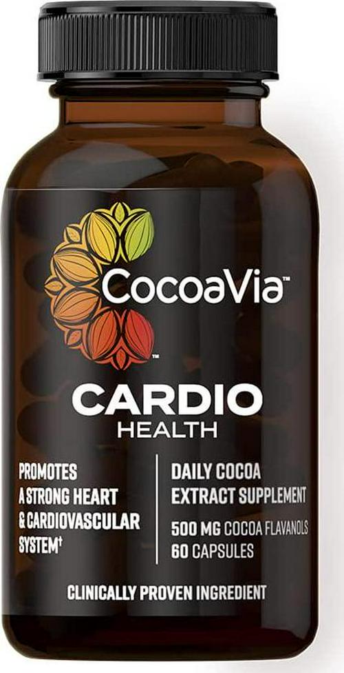 CocoaVia Cardio Health Capsules, Healthy Heart, Blood Pressure, Circulation Superfood, Nitric Oxide Booster, Workout and Energy Boost, Vegan, Plant Based Cocoa Powder, 500mg Cocoa Flavanols, 30 Servings