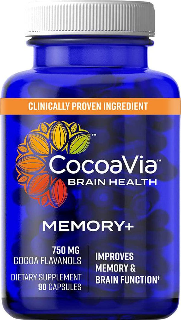 CocoaVia Memory+ Brain Supplement, 750 mg of Cocoa Flavanols | Brain Support for Improved Memory and Brain Function | 30 Day Supply