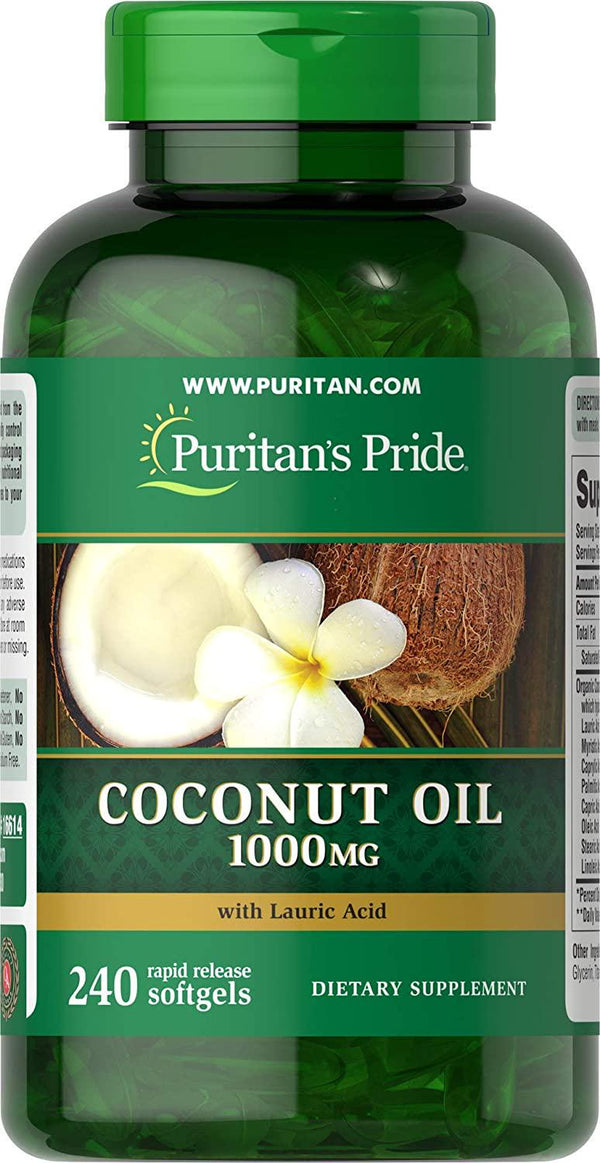 Coconut Oil, 1000 mg, 240 Rapid Release Softgels by Puritan&#039;s Pride