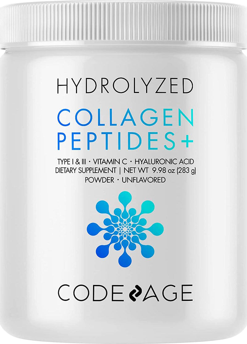 CodeAge Collagen Peptides + Type I and III and Vitamin C and Hyaluronic Acid Unflavored - 9.98 oz