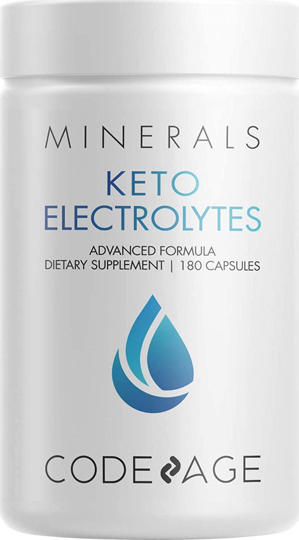 Codeage Keto Electrolytes Supplement Vegan Electrolyte Tablets w Magnesium, Potassium, Calcium and Salt - Electrolyte Powder Salt Pills and Drink Hydration Supplements Non-GMO, Keto Diet -180 Capsules