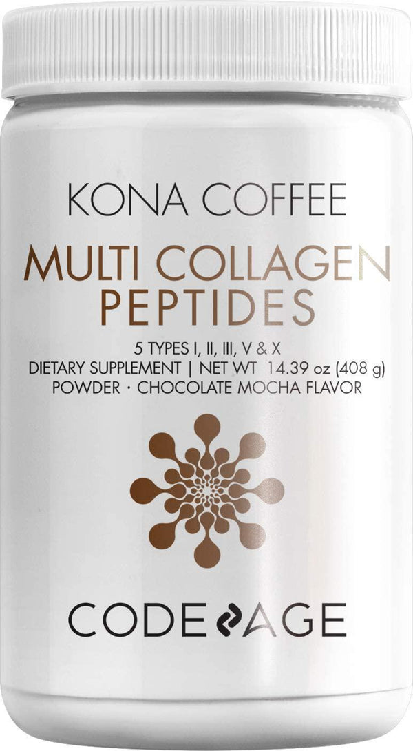 Codeage Multi Collagen Peptides Protein Powder, Chocolate Mocha | Hydrolyzed Collagen Type I, II, III, V and X | Grass-Fed, Pasture-Raised, Keto, Paleo, 14.39 oz