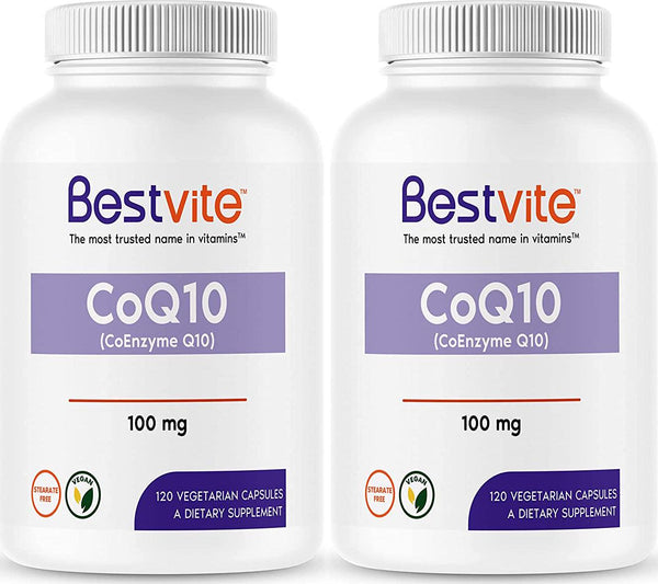 Coenzyme CoQ10 100mg with Bioperine (240 Vegetarian Capsules) (2-Pack) Naturally Fermented - No Stearates - No Fillers - Vegan - Non GMO - Gluten Free