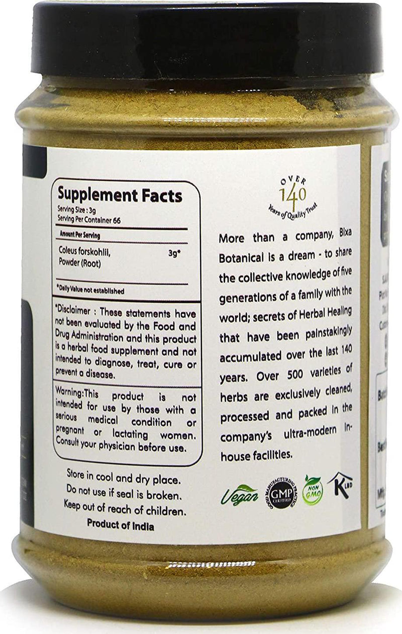 Coleus Root Powder (Coleus forskohlii), Supports Healthy Metabolism and Weight Management by Bixa Botanical - 7 Oz (200g)