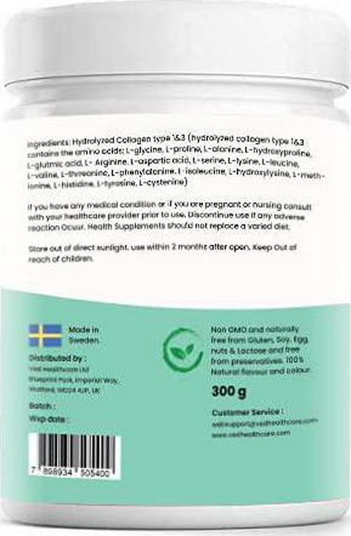 Collagen Peptides Powder Supplement, Support Joint, Bone, Skin, Muscles, Hair, Nail Growth, Keto, Paleo Friendly, Gluten, Dairy Free, Weight Loss, Unflavored 300G Powder