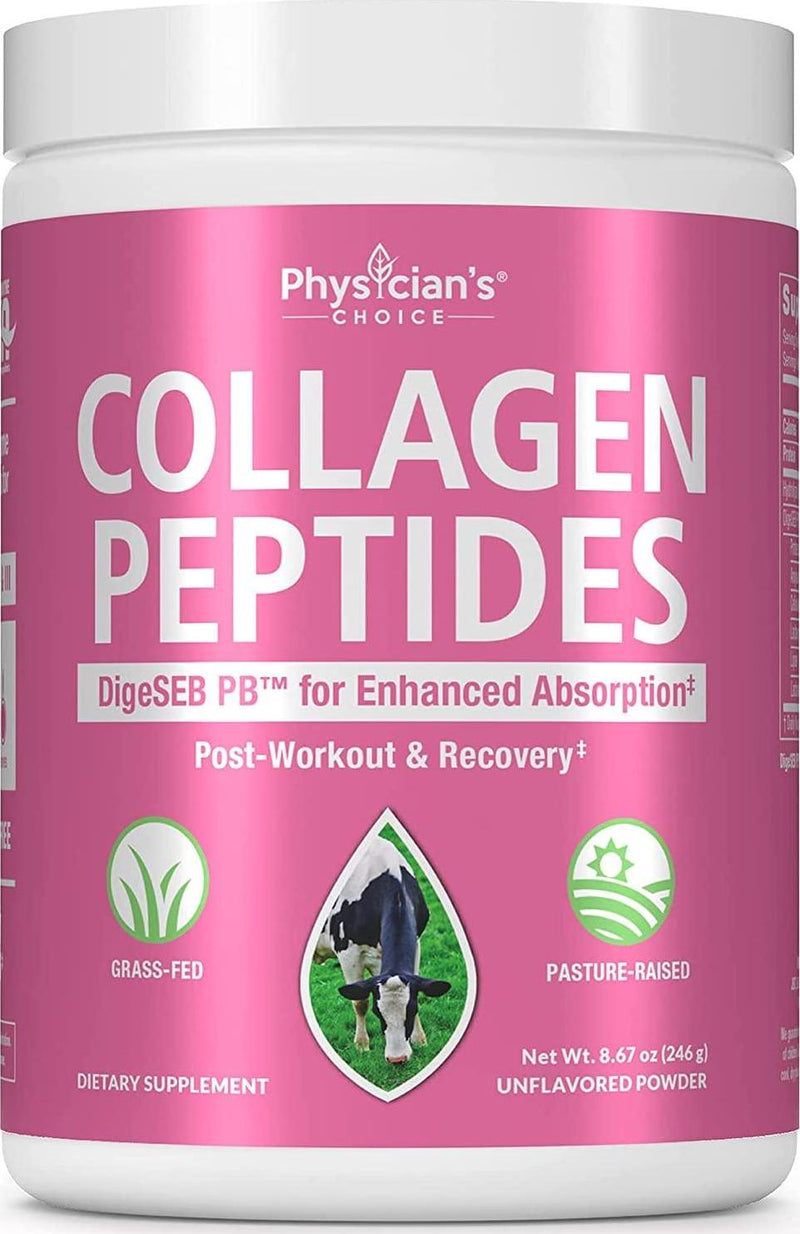 Collagen Peptides Powder - Max Absorption - Supports Hair, Skin, Nails, Joints and Post Workout Recovery - Hydrolyzed Protein(Type I and III) with Digestive Enzymes, Grass Fed, Non-GMO, Gluten-Free