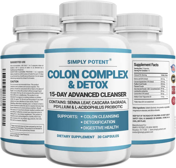 Colon Cleanse, Colon Cleanser and Detox, Colon Health Supplement with Probiotic, Laxatives, MCT Oil and Fibers for Cleansing, Constipation Relief, Digestive Health and Energy, 30 Capsules