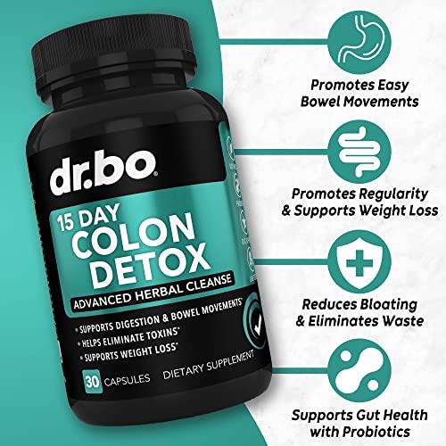 Colon Cleanse Detox and Psyllium Husk Fiber Supplement - 15 Day Intestinal Cleanse Pills for Intestinal Bloating and Fast Digestive Cleansing - Daily Constipation Relief Supplement for Regularity Support