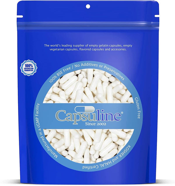 Colored Size 4 Empty Vegetarian Capsules by Capsuline - White/White 1000 Count
