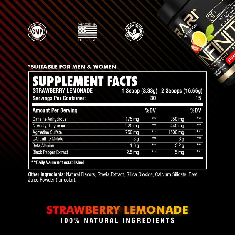 Complete Muscle Stack - Infinity Preworkout Powder (Strawberry Lemonade) + Whey Protein Isolate + Creatine Monohydrate