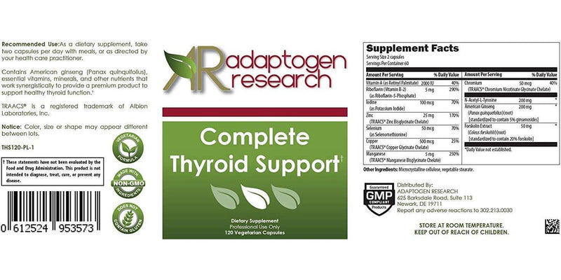 Complete Thyroid Support - 120 Vegetarian Capsules - 60 Serving