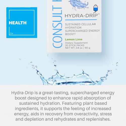 Consult Health Hydra-Drip Sustained Cellular Hydration Supercharged Wellness Boost Supplement Drink Mix Multiple Electrolytes - Pink Lemonade Flavor - 20 Count Powder Stick Easy Open Packets