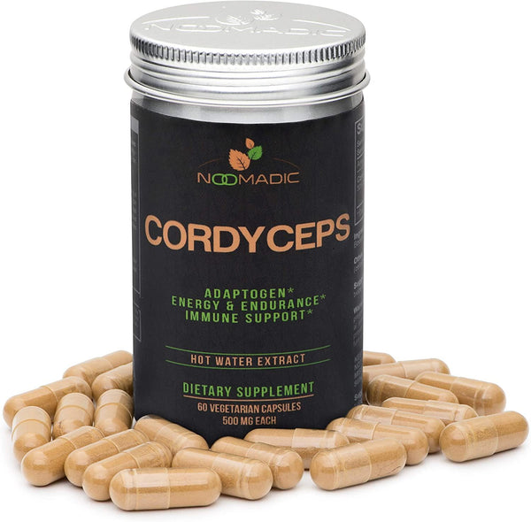 Cordyceps Mushroom Capsules Energy Immune System Asthma AMPK and Adrenal/Kidney Support Dual Extract 30% Beta-D-Glucans