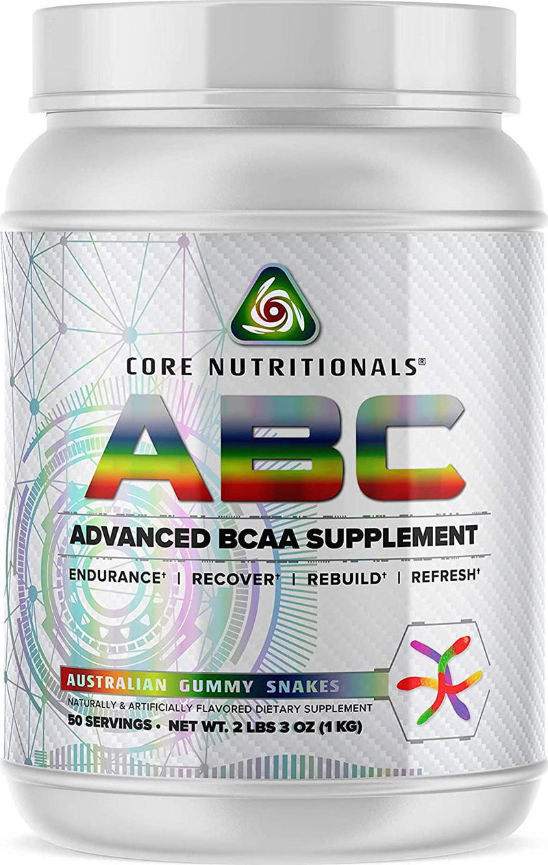 Core Nutritionals Platinum ABC Advanced Intra-Workout BCAA Supplement with 2.5 G Beta Alanine, Citrulline Malate to Increase Endurance and Performance, 50 Servings (Australian Gummy Snakes)