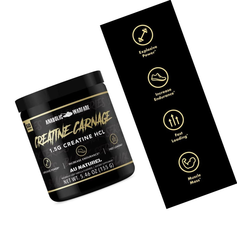 Creatine Carnage Creatine Powder by Anabolic Warfare Creatine NF to Help Build Lean Muscle (Natural Flavor 50 Servings)