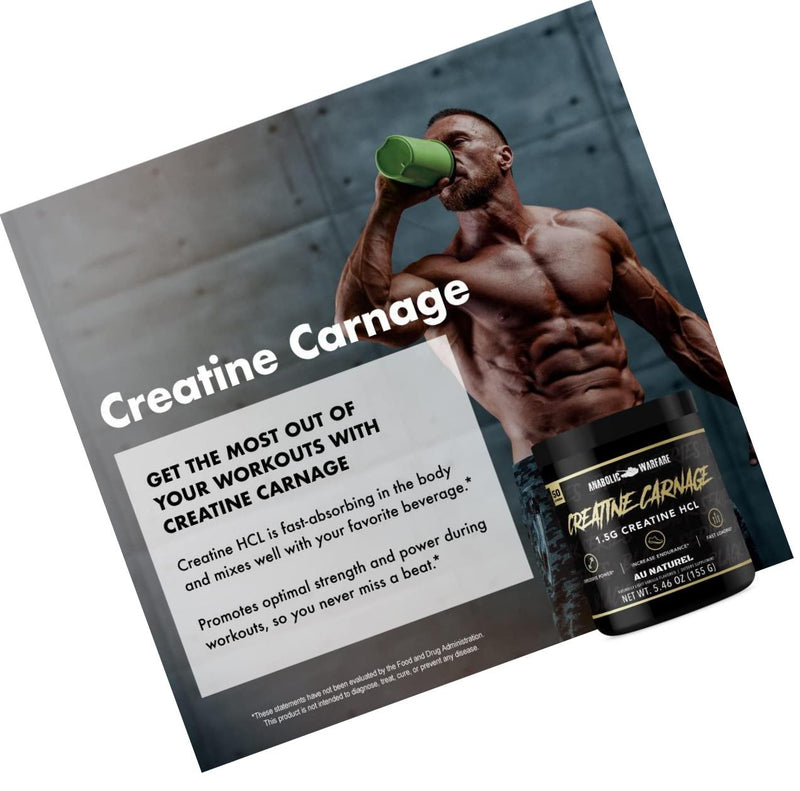 Creatine Carnage Creatine Powder by Anabolic Warfare Creatine NF to Help Build Lean Muscle (Natural Flavor 50 Servings)